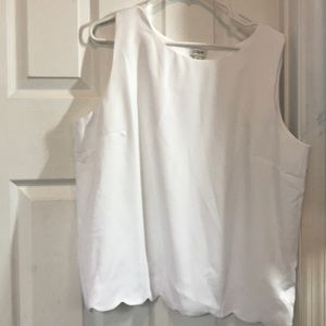 J. Crew white scalloped hem top.